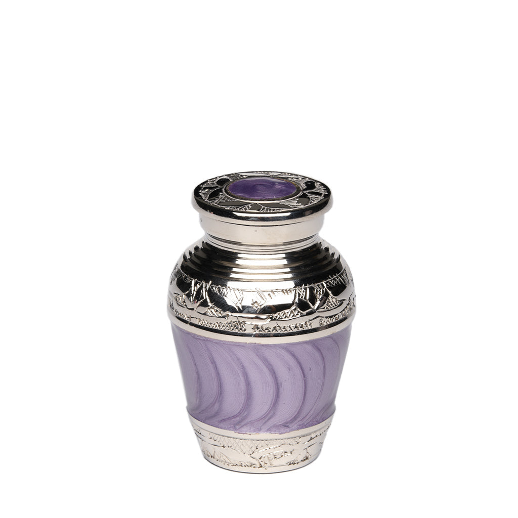 KEEPSAKE Nickel Plated Brass Urn -1528- Fleur-de-Lis Purple