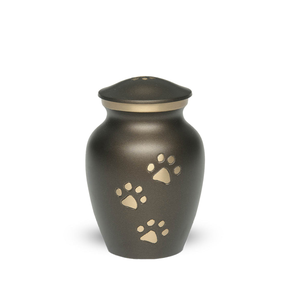 EXTRA SMALL Brass Pet Urn - "Paws to Heaven" Brown-Gold