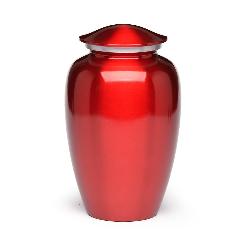 IMPERFECT SELECTION - ADULT Classic Alloy urn - Color Perfection Silver-tone band - High-gloss Red