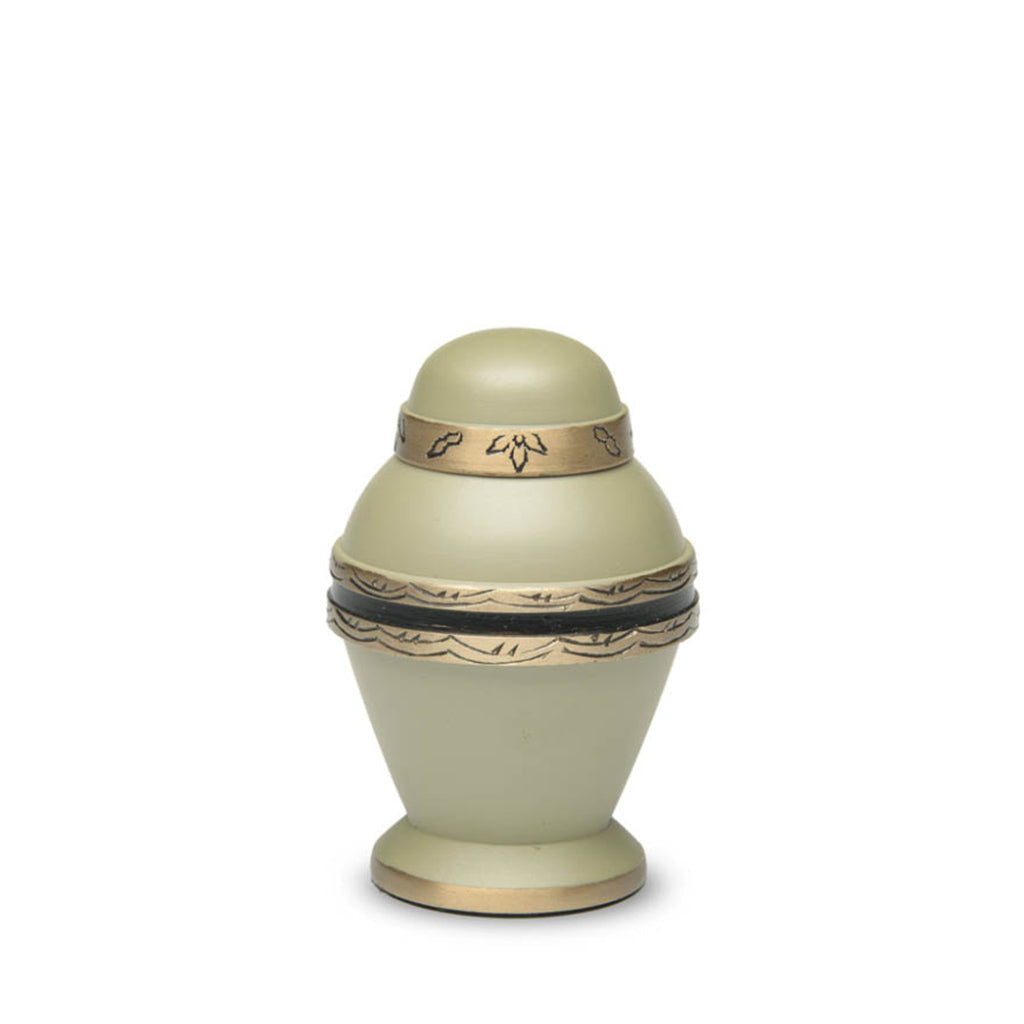 CLEARANCE ~ KEEPSAKE Brass Urn -1962- Dome Top Seafoam