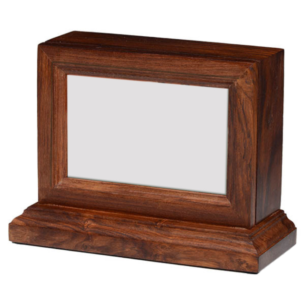 IMPERFECT SELECTION - MEDIUM -2730- Rosewood Photo Frame Urn with Base Imperfect Urn