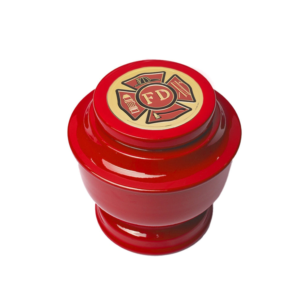 ADULT - Simple Alloy Urn -5-5050- Fire Department Emblem Red
