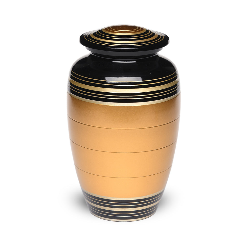 IMPERFECT SELECTION - ADULT - Alloy Urn -6174- Bronze, Gold & Black Stripes