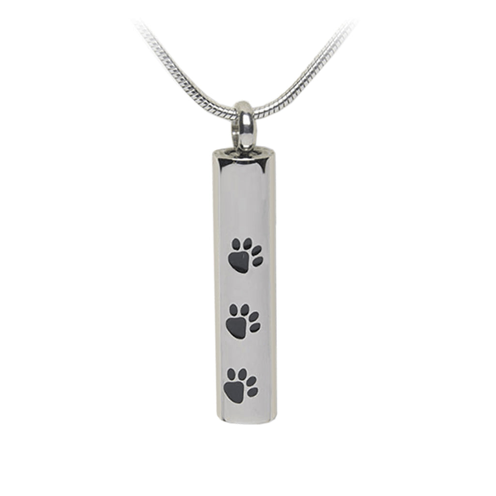 J-280 - Three Paw Print Cylinder - Pendant with Chain