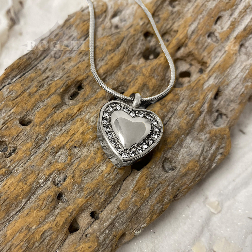 J-754- Heart With Rhinestones - Pendant Chain