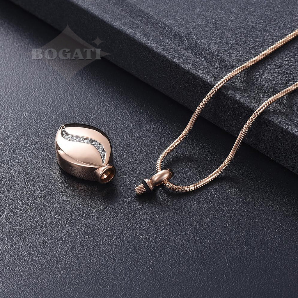 CLEARANCE - J-8470 - Undulating Crystals Teardrop - Pendant with Chain Clearance