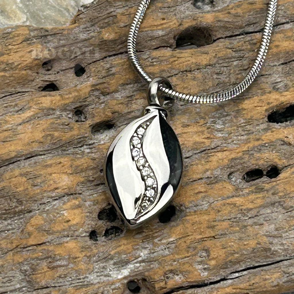CLEARANCE - J-8470 - Undulating Crystals Teardrop - Pendant with Chain Clearance