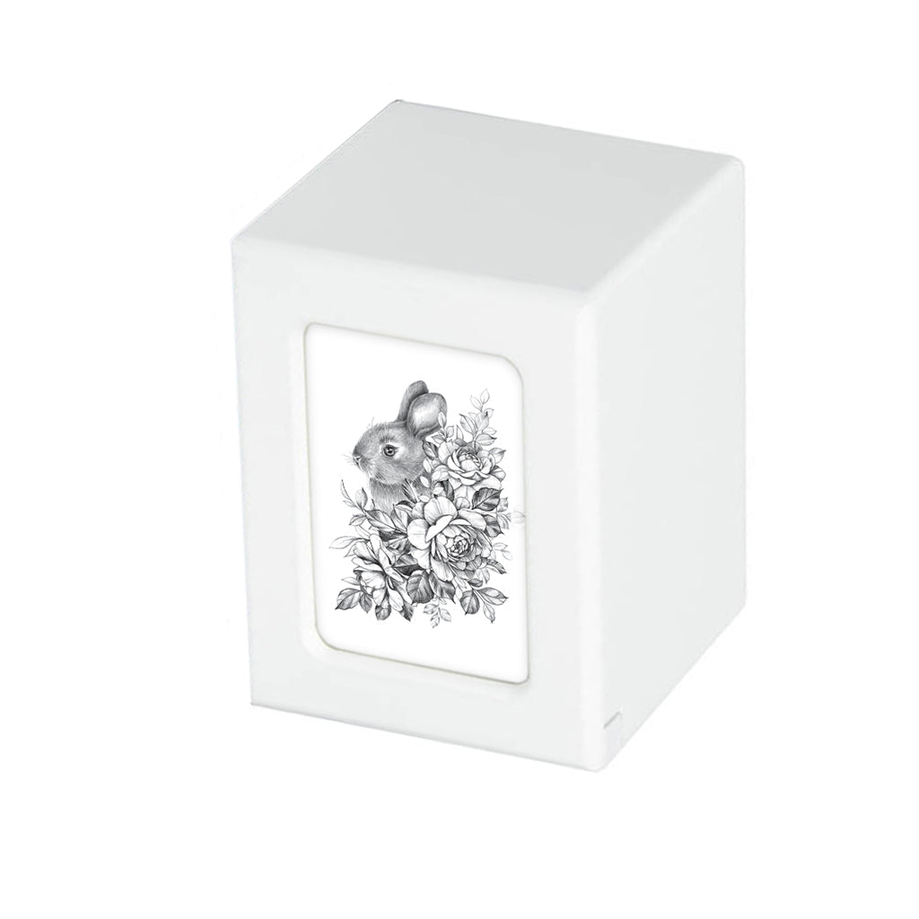 SMALL PY06 Photo Frame Urn - Black & White Rabbit Drawing White