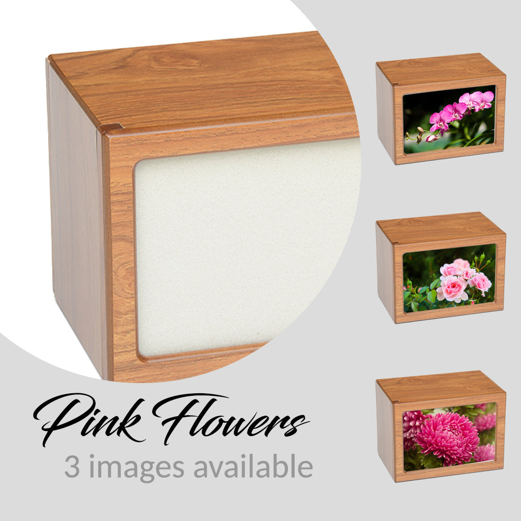 EXTRA LARGE Photo Frame urn PY06 - Pink Flowers Brown