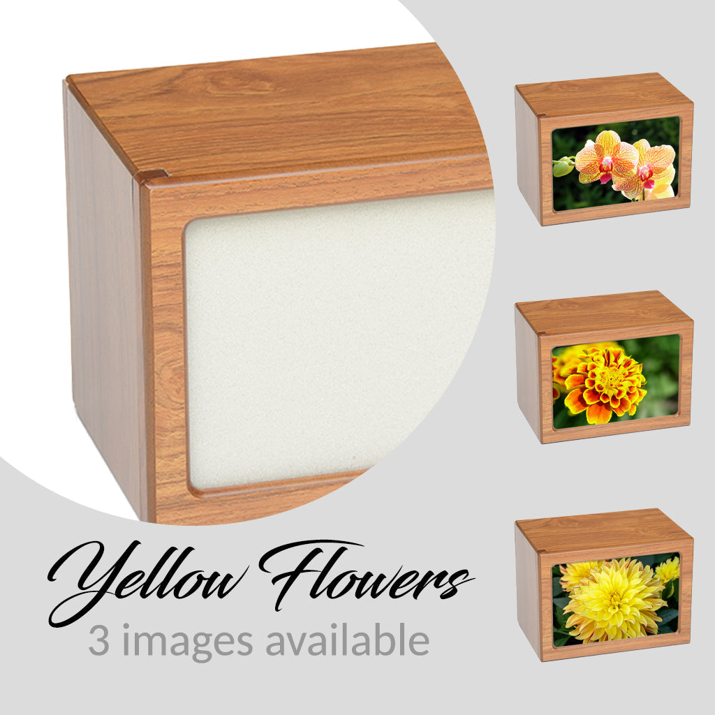 EXTRA LARGE Photo Frame urn -PY06- Yellow Flowers Brown