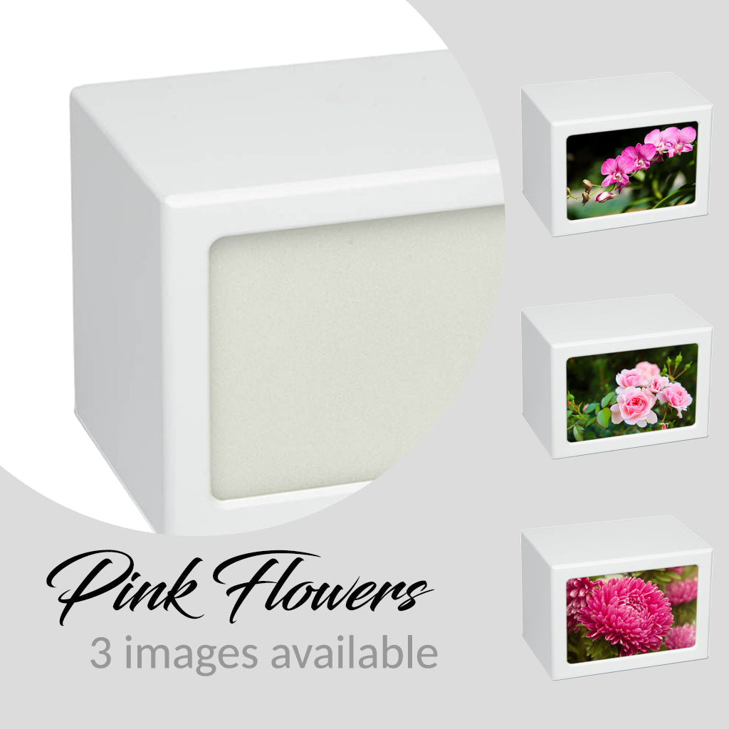 EXTRA LARGE Photo Frame urn PY06 - Pink Flowers White