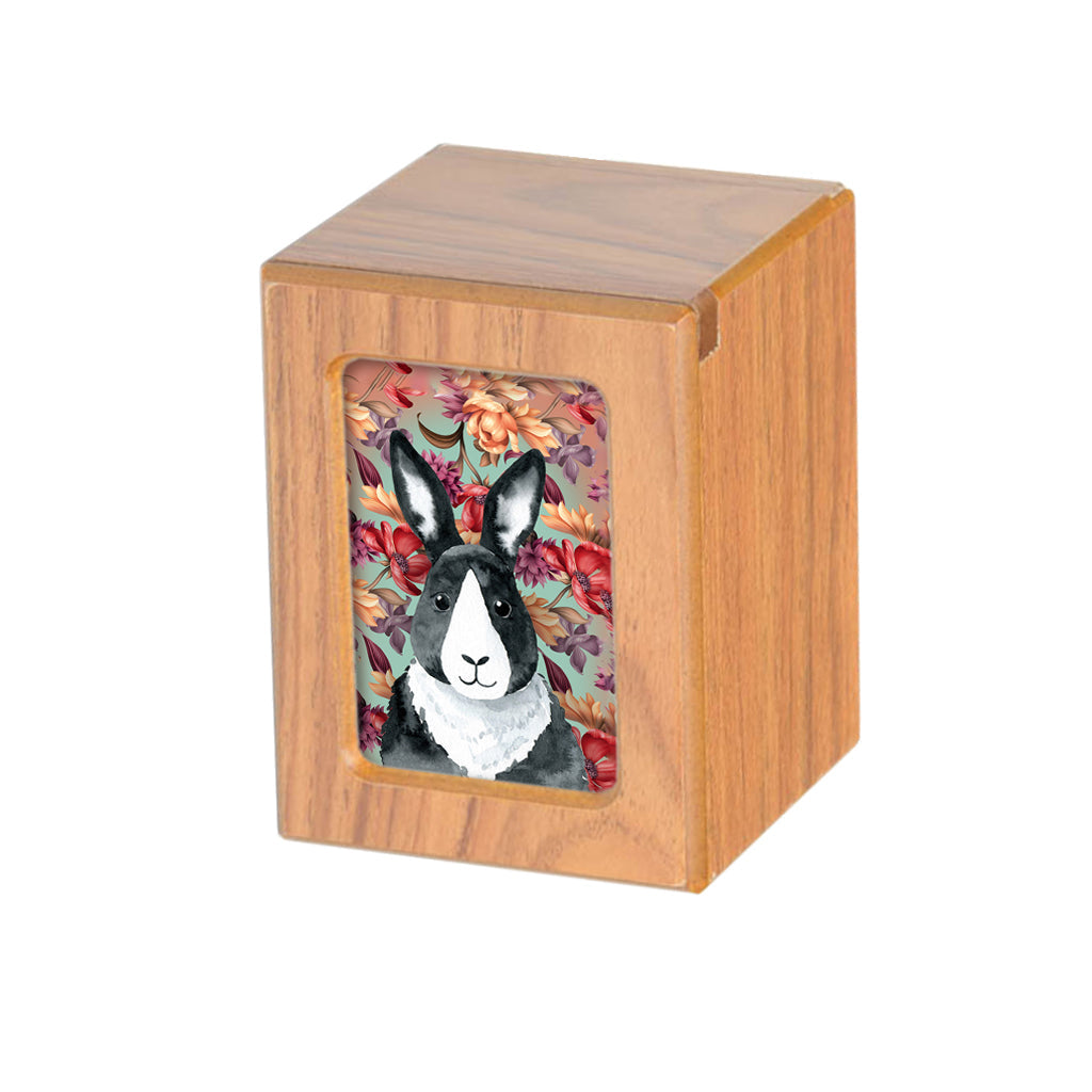 SMALL PY06 - Black & White Rabbit with Floral Background Brown