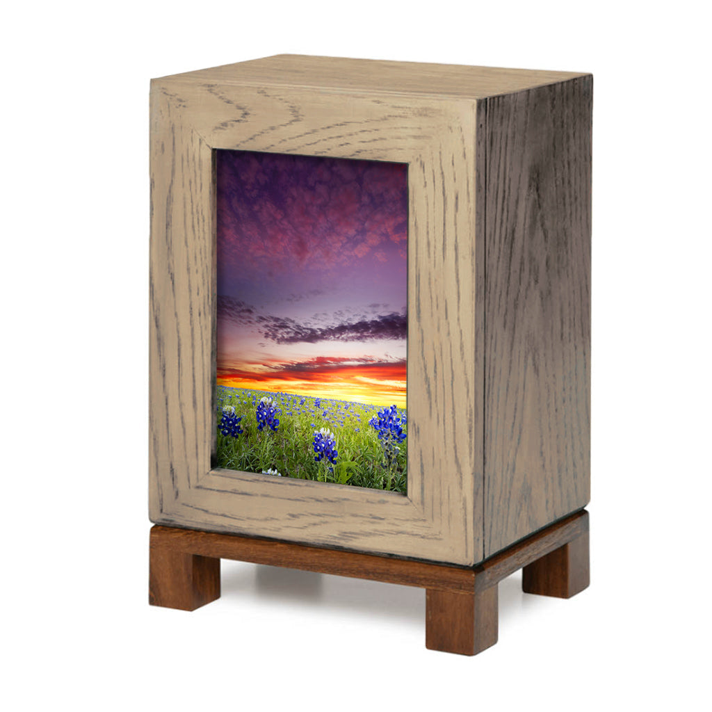 IMPERFECT SELECTION - DULT Rustic Style Photo Frame Urn - Bluebonnets at Sunset
