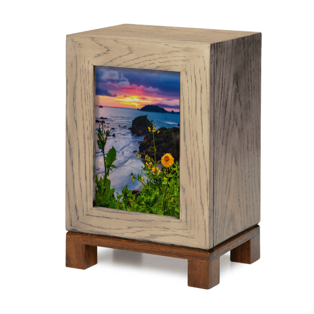 IMPERFECT SELECTION - ADULT Rustic Style Photo Frame Urn - Flowers at Dusk