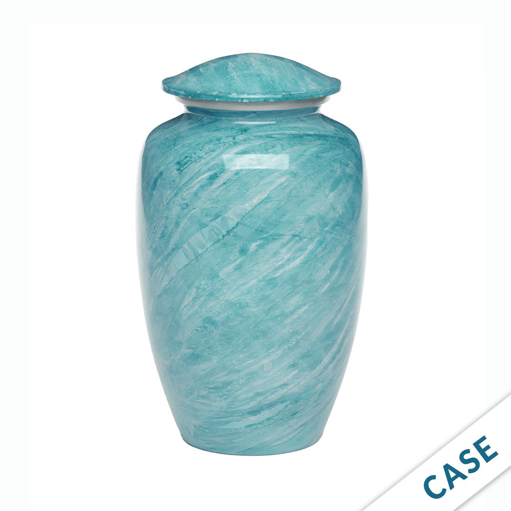 ADULT -Classic Alloy Urn - Hand-painted Stone-look - Case of 4 Teal