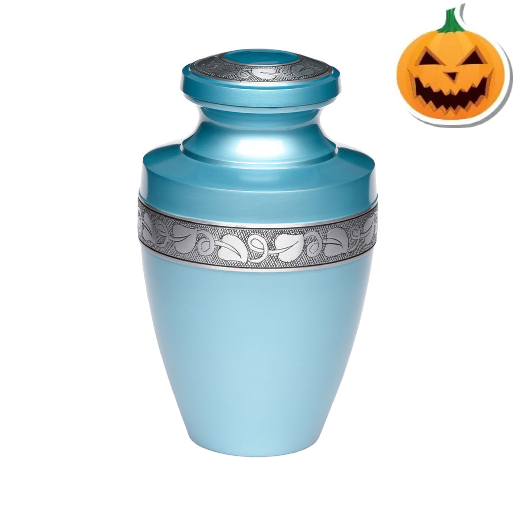 ADULT - Alloy Urn -2116- Grecian with Bogati Jasmine Border Blue