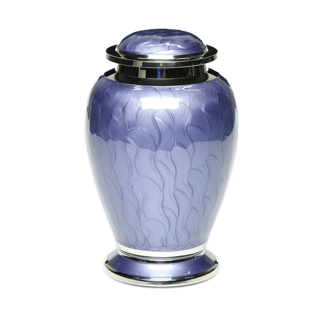 ADULT - Brass Urn -2571- Gleaming Enamel with Nickel Banding Purple