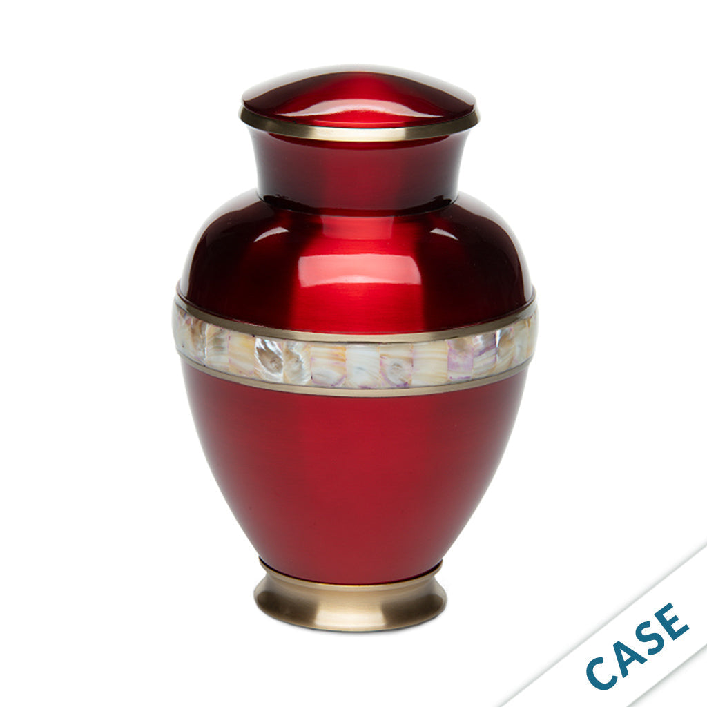 ADULT - Brass Urn -5000-1 - High-gloss Mother of Pearl - Case of 6 Red