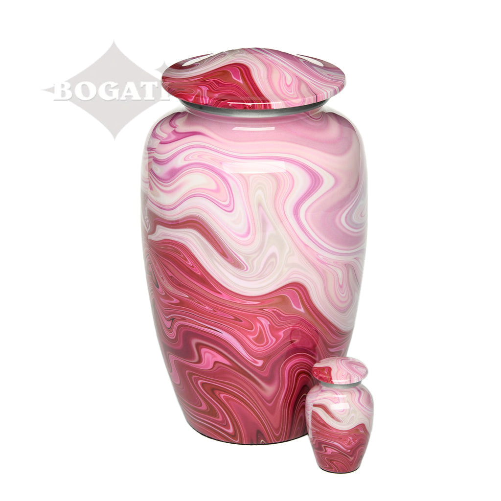 CLEARANCE - KEEPSAKE Classic Alloy Urn -9008- Red and Pink Swirl