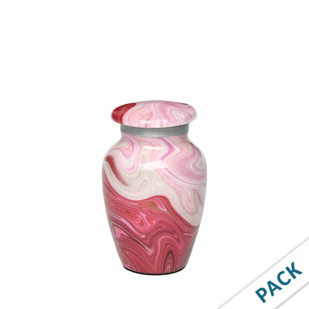 CLEARANCE - KEEPSAKE Classic Alloy Urn -9008- Red and Pink Swirl - Pack of 10