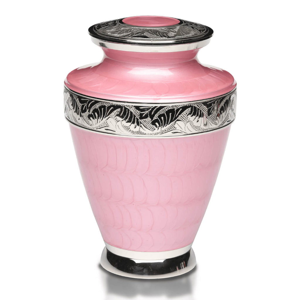 IMPERFECT SELECTION - ADULT Nickel plated Brass urn -SD8804- Enamel finish Pale Pink