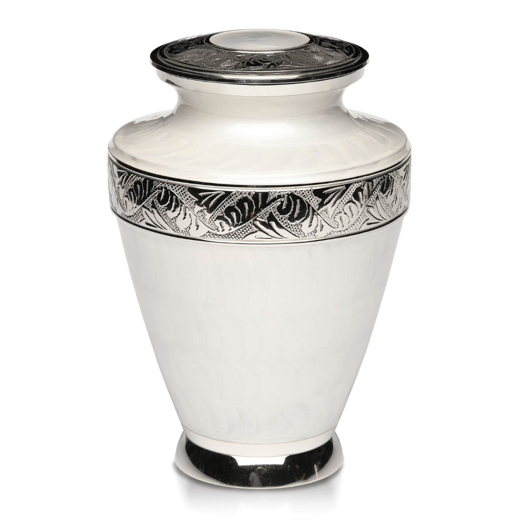 IMPERFECT SELECTION - ADULT Nickel plated Brass urn -SD8804- Enamel finish White