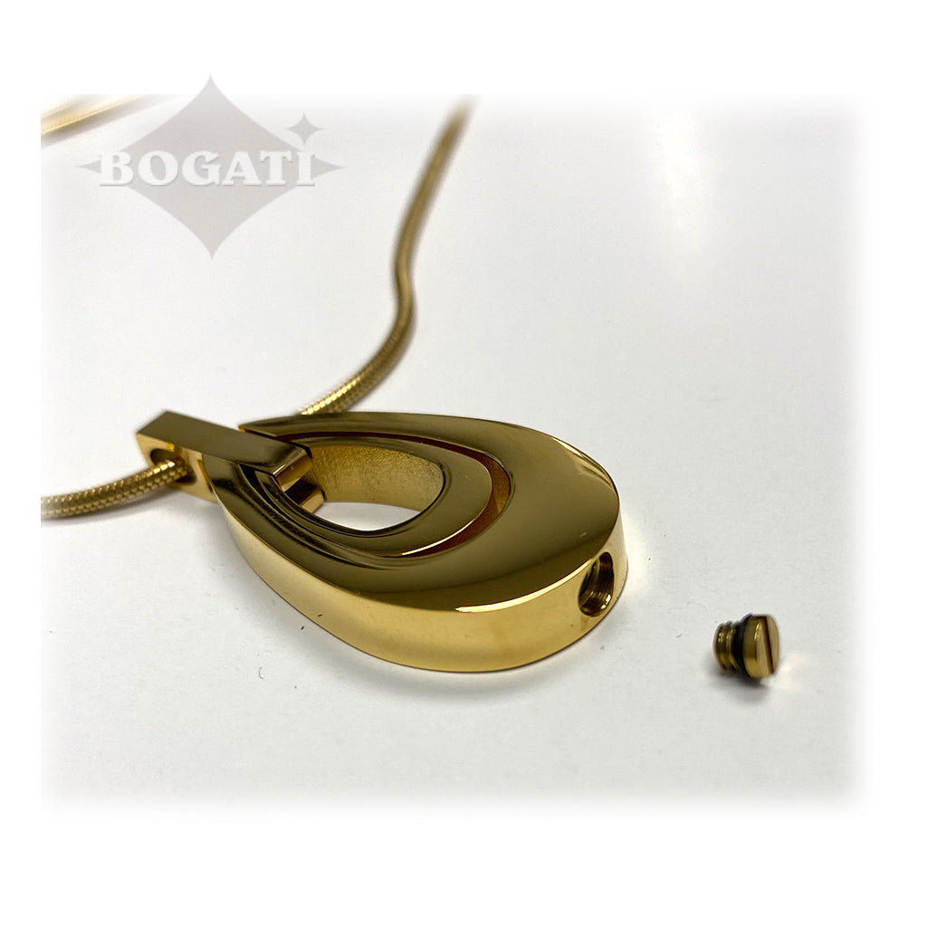 CLEARANCE J-000 - Double Teardrop - Gold-tone - Pendant with Chain