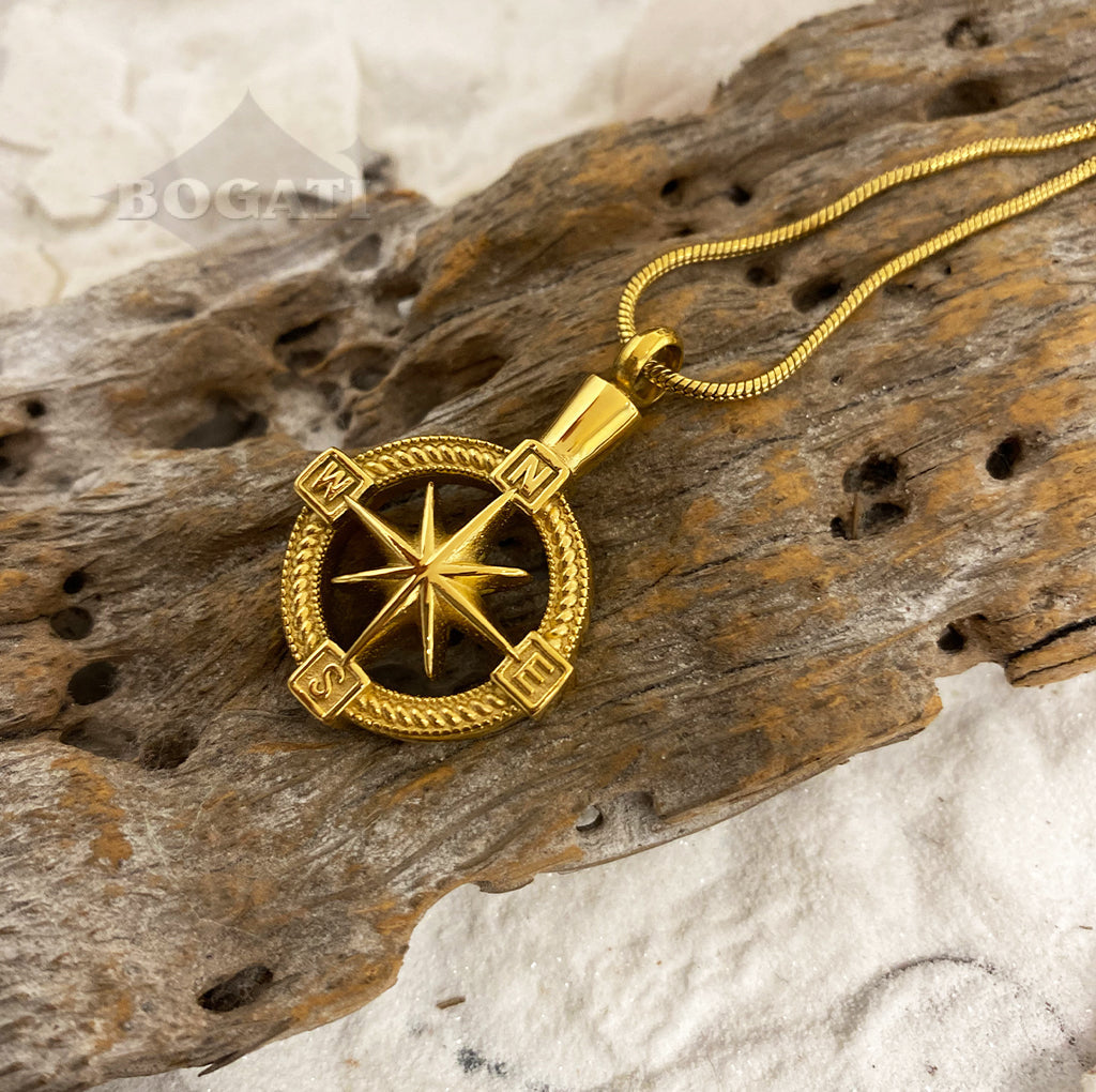 J-124 - NorthStar Compass - Gold-tone - Pendant with Chain