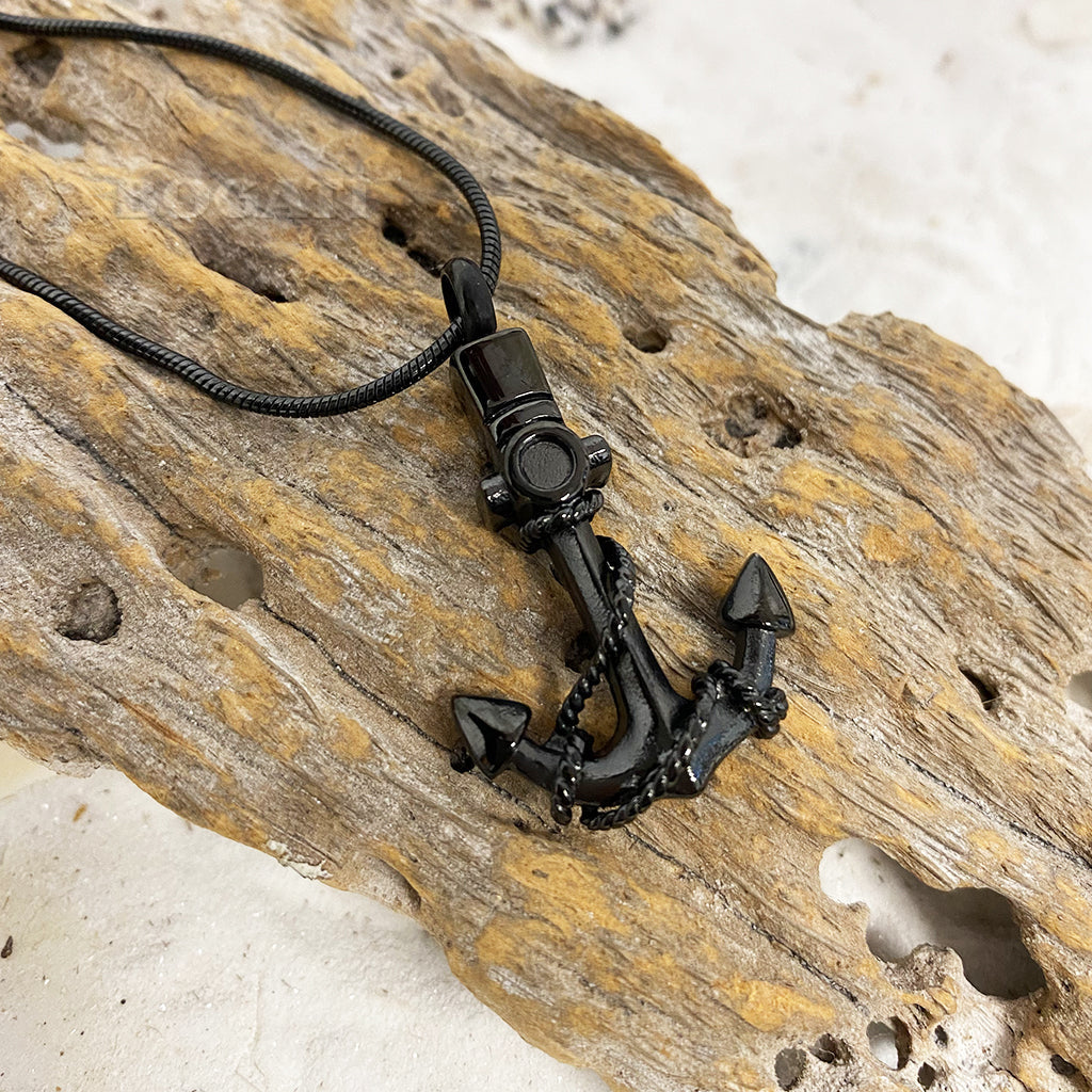 J-167- Anchor - black-tone - Pendant with Chain
