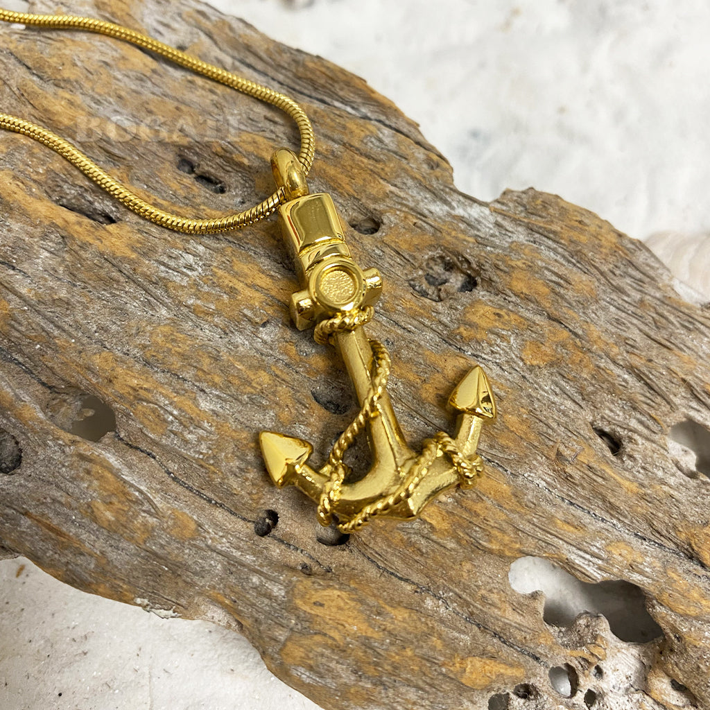 J-167- Anchor - gold-tone - Pendant with Chain