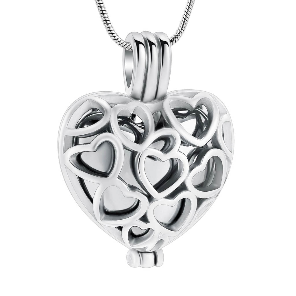 J-2080 - Heart Locket - Silver-tone - Pendant with Chain