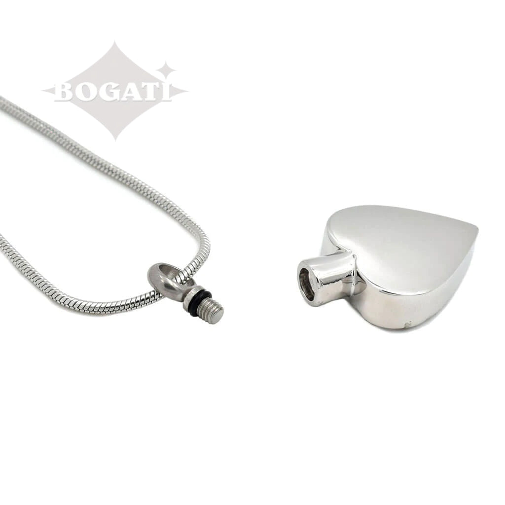 J-369 - Rounded Heart with Two Paw Prints - Pendant with Chain