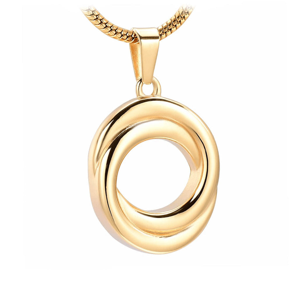 J-503 - Double Rings - Gold -tone - Pendant with Chain