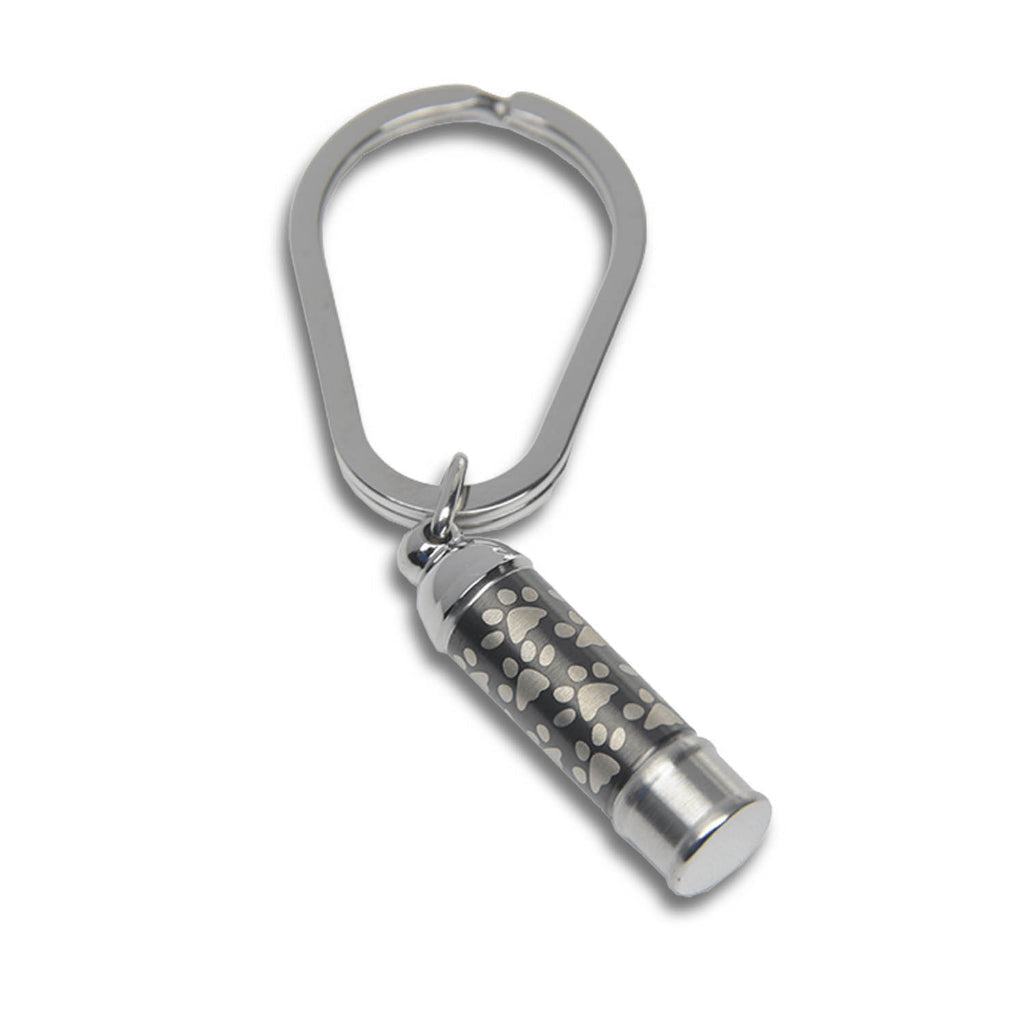 J-920 - Paw Print Cylinder - Silver-tone - Keychain