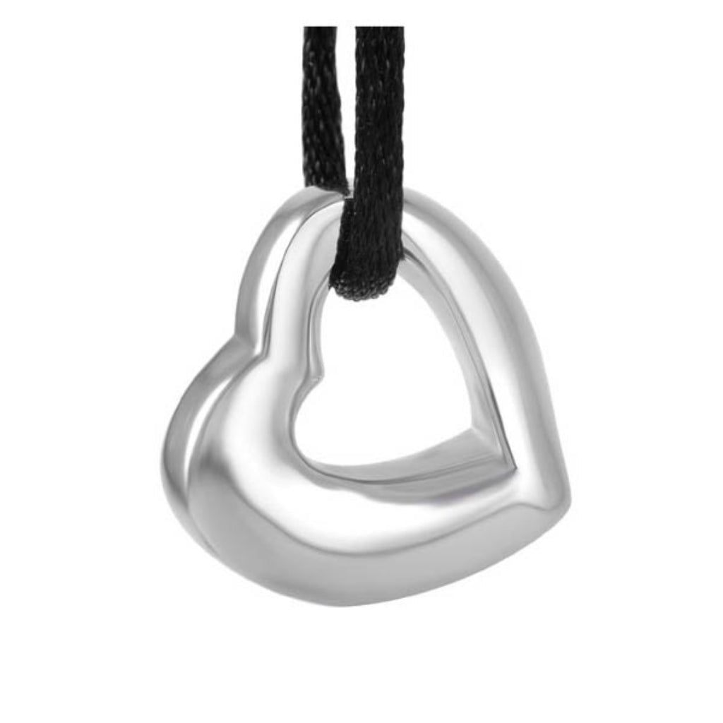 J-952 - Open Heart - Silver-tone - Pendant with Cord