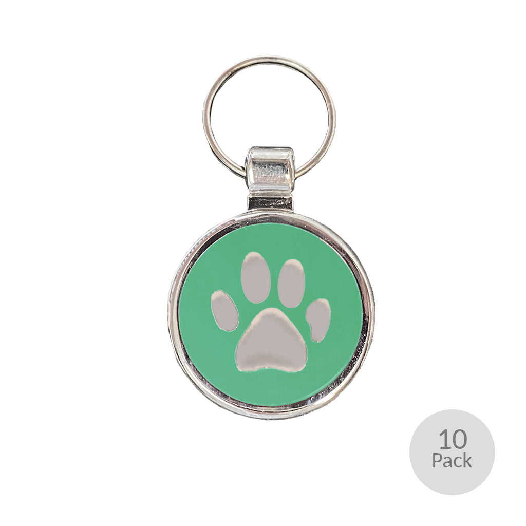 CLEARANCE - Paw Print Circle Charm - Pack of 10 Green