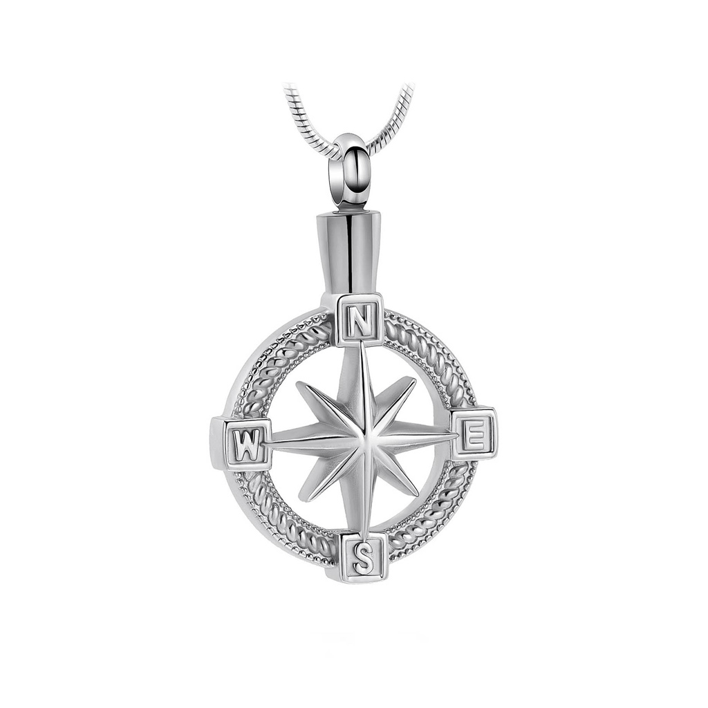 J-124 - NorthStar Compass - Silver-tone - Pendant with Chain