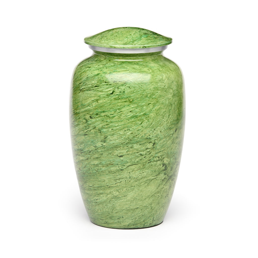 ADULT -Classic Alloy Urn - Hand-painted Stone-look Green