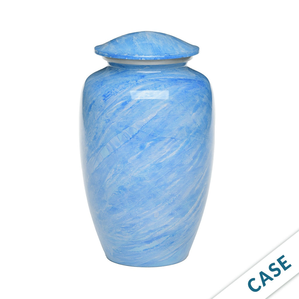 ADULT -Classic Alloy Urn - Hand-painted Stone-look - Case Blue