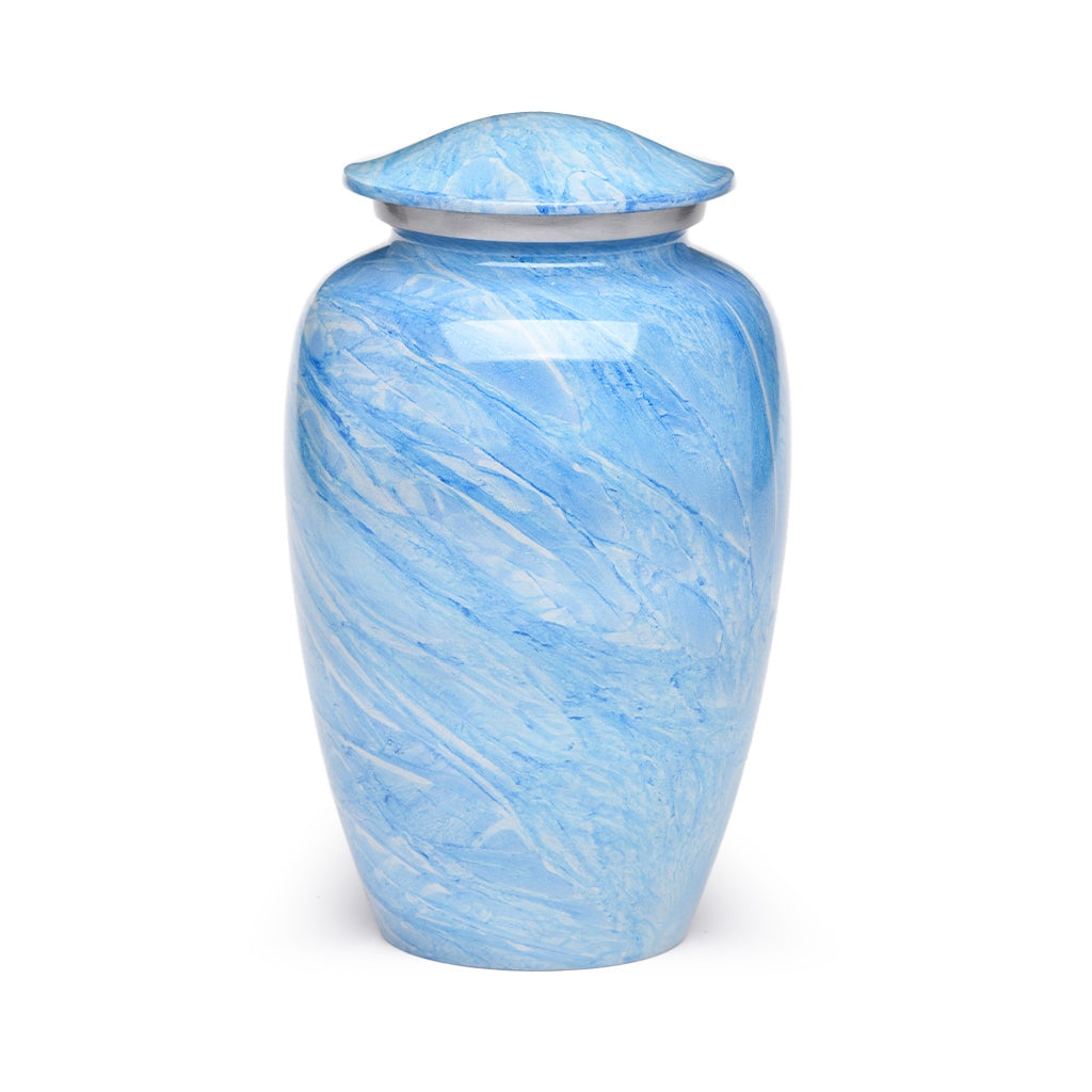 ADULT -Classic Alloy Urn - Hand-painted Stone-look Blue