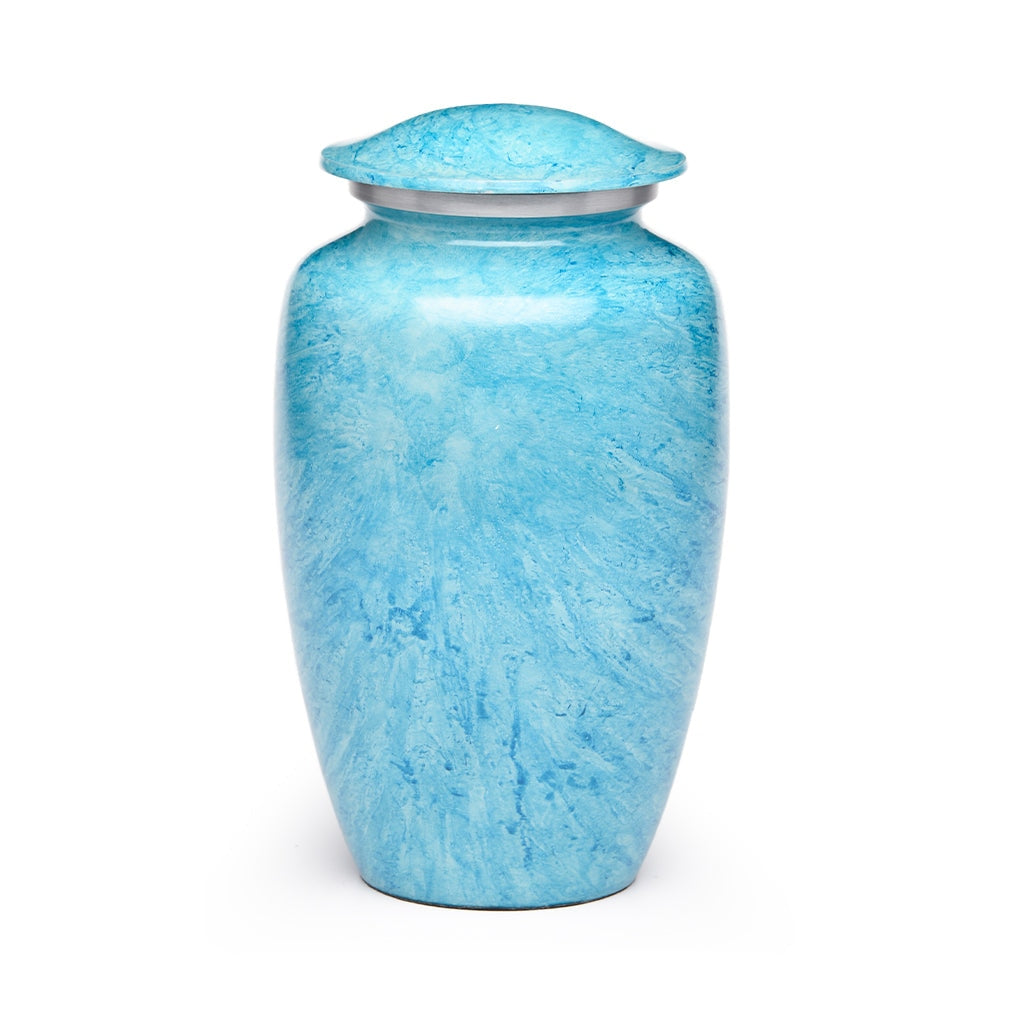 ADULT -Classic Alloy Urn - Hand-painted Stone-look Teal