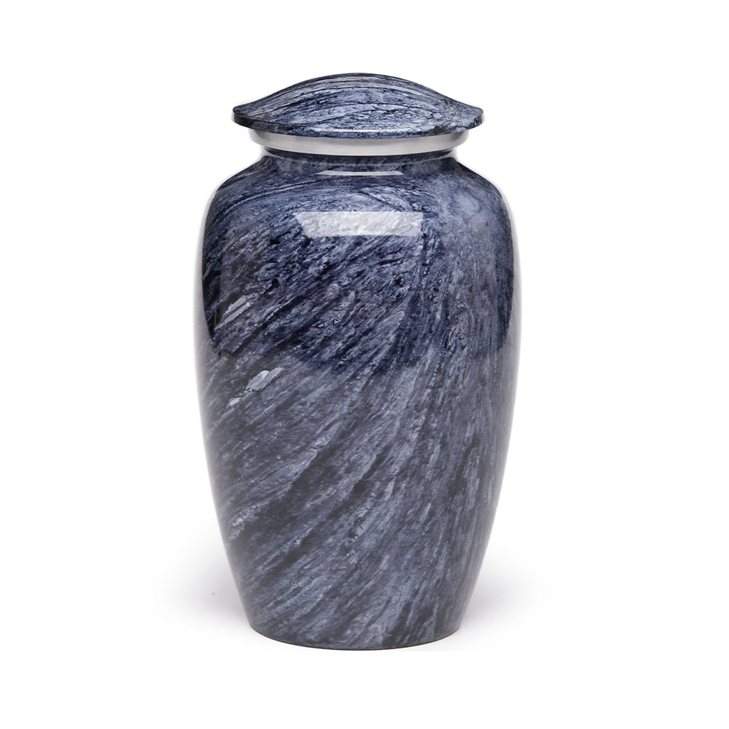 ADULT -Classic Alloy Urn - Hand-painted Stone-look Blue-Gray