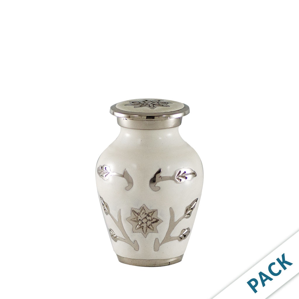 KEEPSAKE Brass urn -1500- Florentine White & Silver - 10 Pack