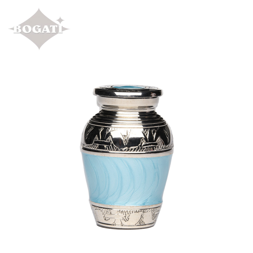 KEEPSAKE Nickel Plated Brass Urn -1528- Fleur-de-Lis