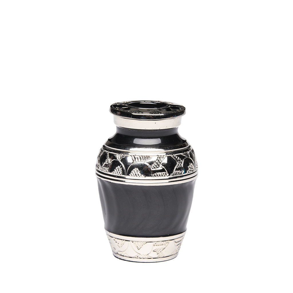 KEEPSAKE Nickel Plated Brass Urn -1528- Fleur-de-Lis Charcoal