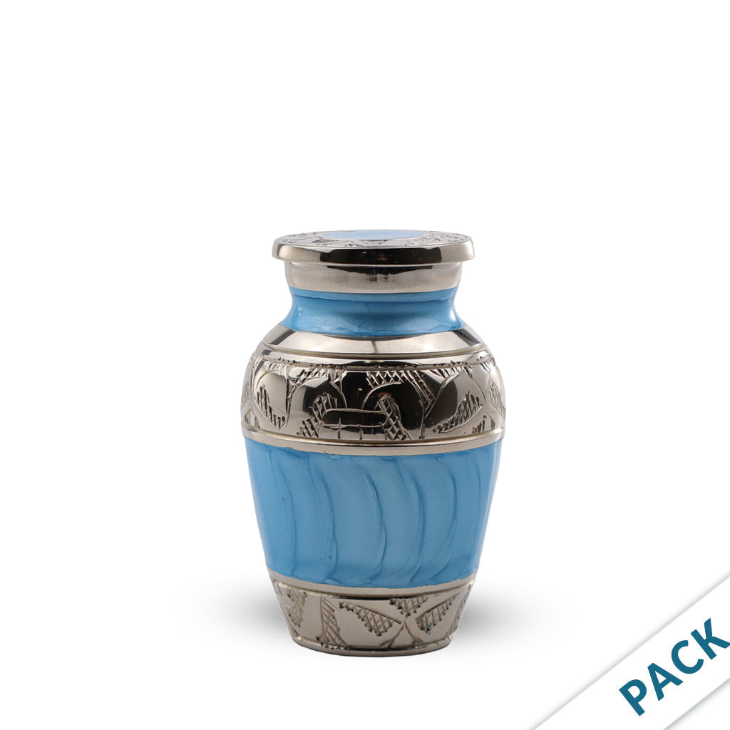 KEEPSAKE Nickel Plated Brass Urn -1528- Fleur-de-Lis - Pack of 10 Turquoise