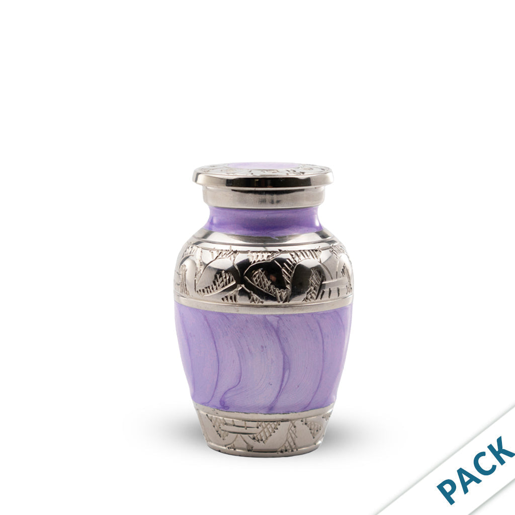 KEEPSAKE Nickel Plated Brass Urn -1528- Fleur-de-Lis - Pack of 10 Purple