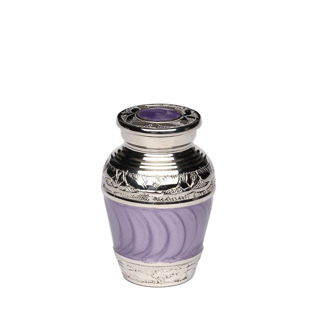 KEEPSAKE Nickel Plated Brass Urn -1528- Fleur-de-Lis Purple
