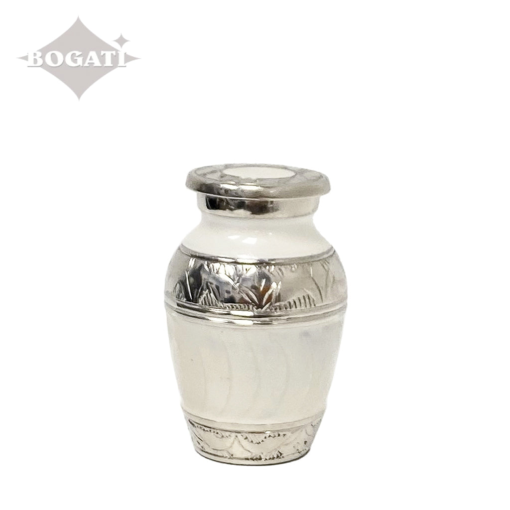 KEEPSAKE Nickel Plated Brass Urn -1528- Fleur-de-Lis