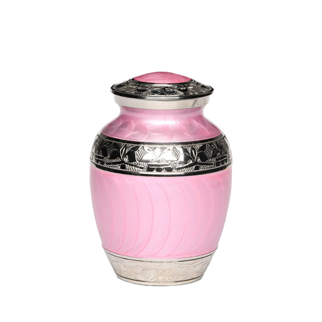 SMALL Nickel Plated Brass Urn -1528- Fleur-de-Lis Pink